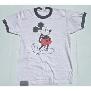 Vintage Mickey Mouse Ringer T-Shirt Walt Disney Productions Collegiate Pacific L